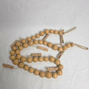 60" Wooden Bead Garland w/ Clothespins Photo Display